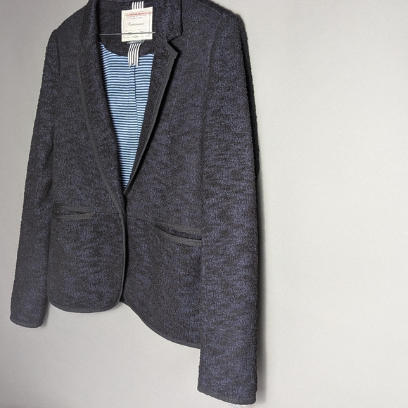Anthropologie Cartonnier Navy Boucle Textured Knit Single Breasted Blazer Jacket - Picture 10 of 15